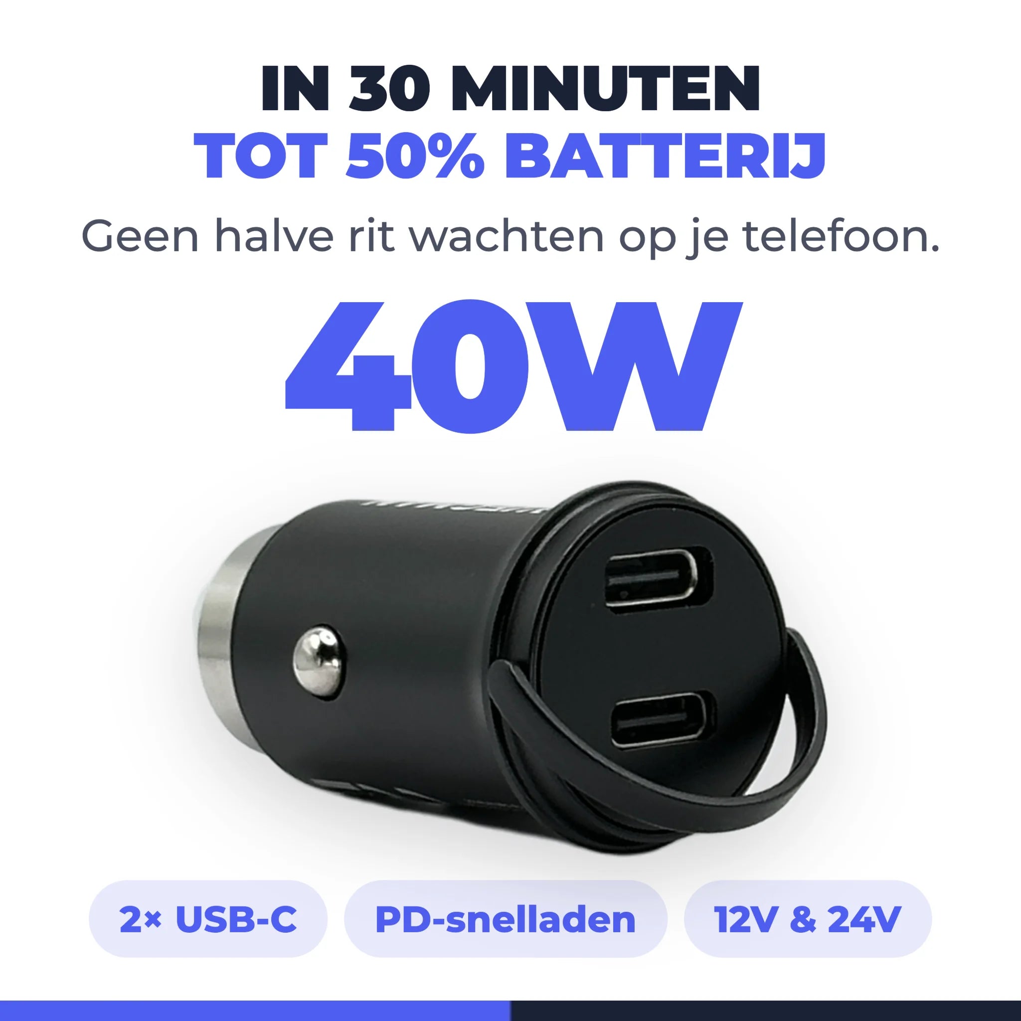 Wegman Autolader 40W Dual USB-C - Snellader